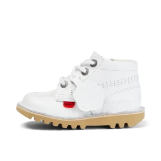 Kickers Junior Unisexe Kick Hi Zip Cuir Blanc