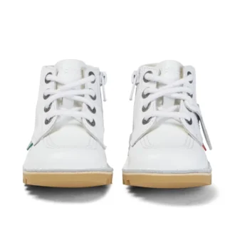 Kickers Junior Unisexe Kick Hi Zip Cuir Blanc