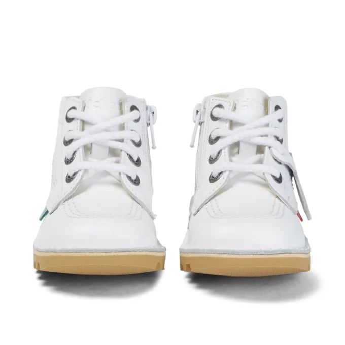 Kickers Junior Unisexe Kick Hi Zip Cuir Blanc Kickers Junior Unisexe Kick Hi Zip Cuir Blanc