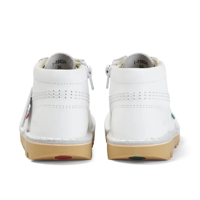 Kickers Junior Unisexe Kick Hi Zip Cuir Blanc Kickers Junior Unisexe Kick Hi Zip Cuir Blanc
