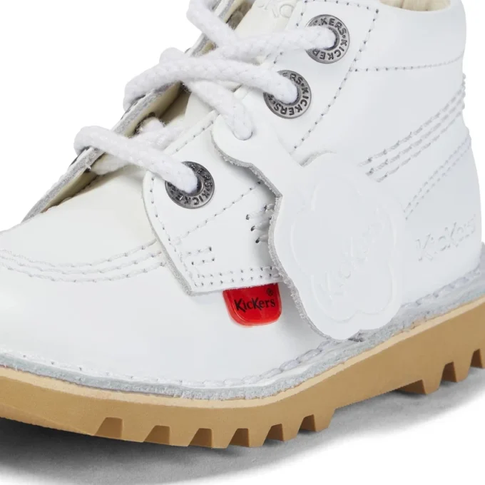 Kickers Junior Unisexe Kick Hi Zip Cuir Blanc Kickers Junior Unisexe Kick Hi Zip Cuir Blanc