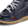 Kickers Junior Unisexe Kick Hi Zip Cuir Bleu Marine