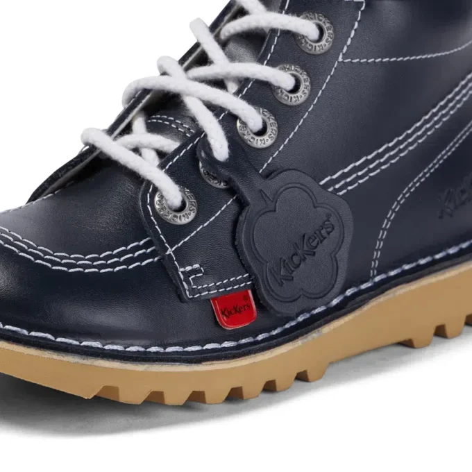 Kickers Junior Unisexe Kick Hi Zip Cuir Bleu Marine