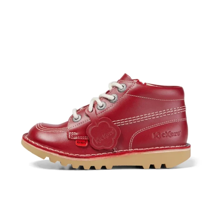 Kickers Junior Unisexe Kick Hi Zip Cuir Rouge