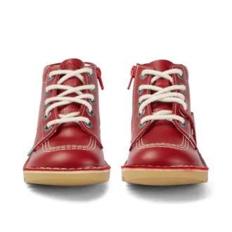 Kickers Junior Unisexe Kick Hi Zip Cuir Rouge