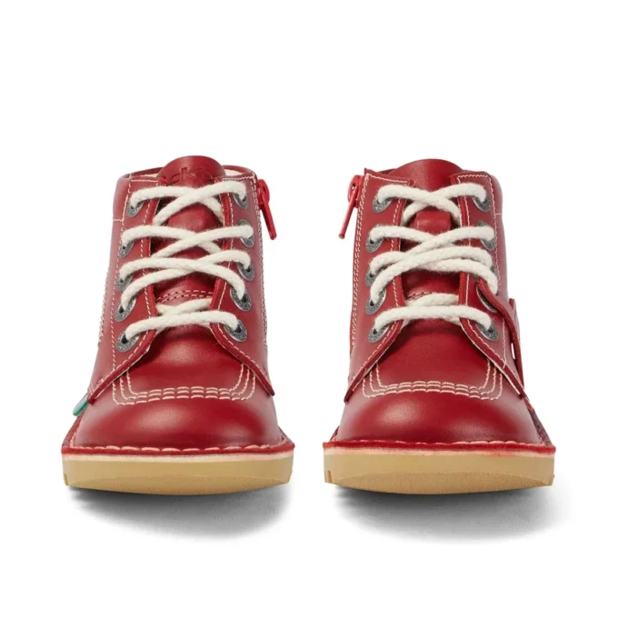 Kickers Junior Unisexe Kick Hi Zip Cuir Rouge
