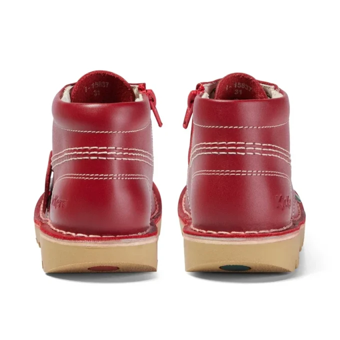 Kickers Junior Unisexe Kick Hi Zip Cuir Rouge