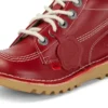 Kickers Junior Unisexe Kick Hi Zip Cuir Rouge