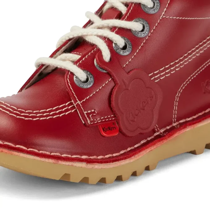 Kickers Junior Unisexe Kick Hi Zip Cuir Rouge