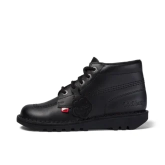 Kickers Kick Hi en cuir noir unisexe pour jeunes Kickers Kick Hi en cuir noir unisexe pour jeunes