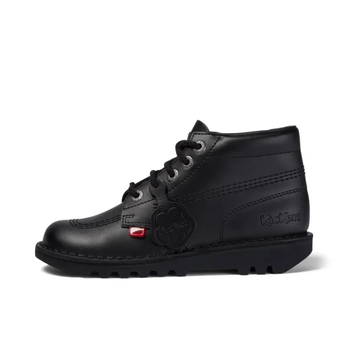 Kickers Kick Hi en cuir noir unisexe pour jeunes