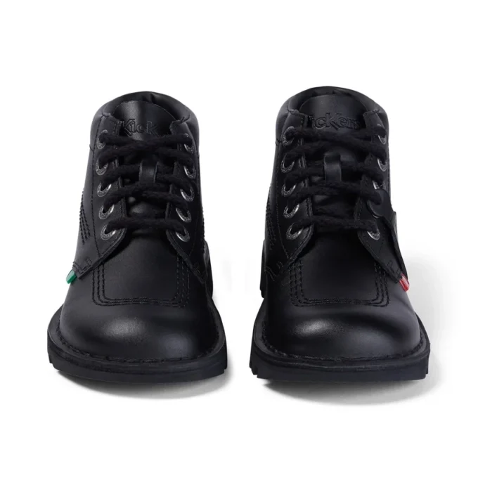 Kickers Kick Hi en cuir noir unisexe pour jeunes