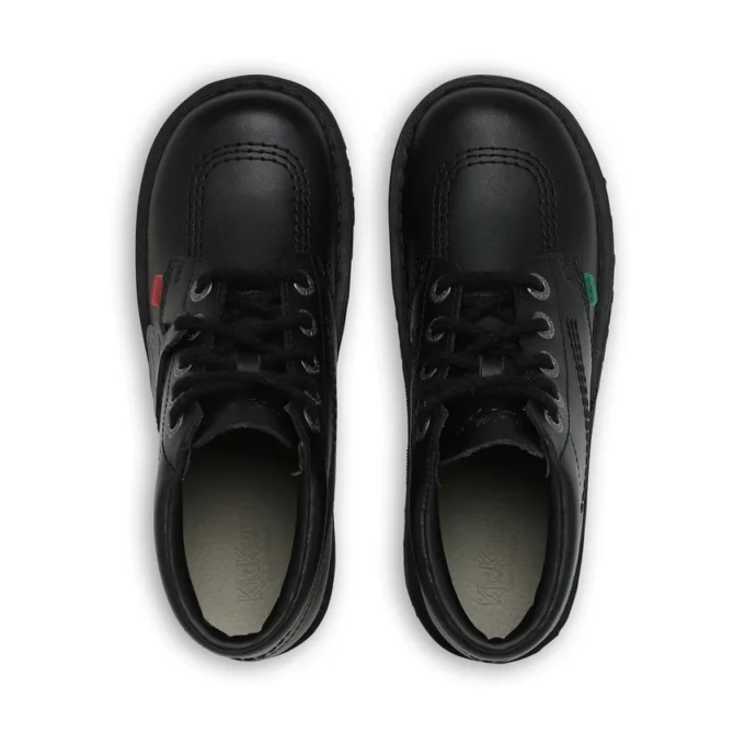 Kickers Kick Hi en cuir noir unisexe pour jeunes