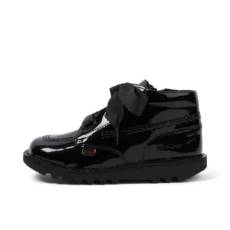 Kickers Kick Hi Ribbon en cuir verni noir pour filles