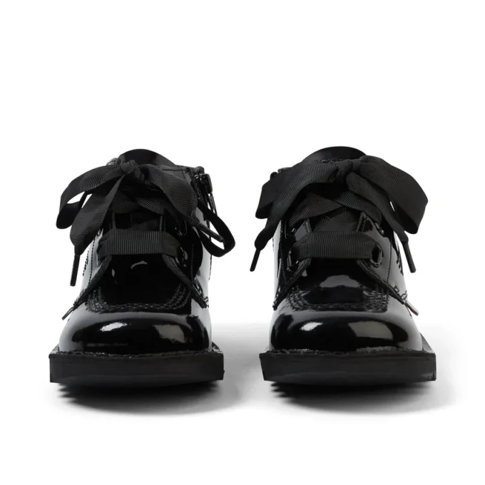 Kickers Kick Hi Ribbon en cuir verni noir pour filles