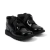 Kickers Kick Hi Ribbon en cuir verni noir pour filles