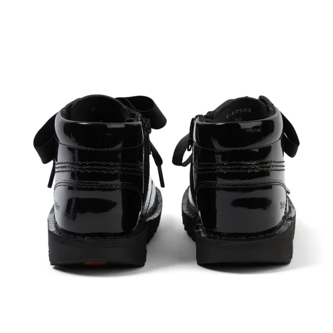 Kickers Kick Hi Ribbon en cuir verni noir pour filles