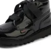 Kickers Kick Hi Ribbon en cuir verni noir pour filles
