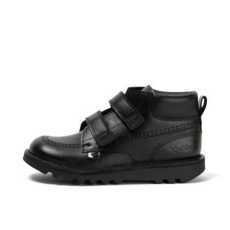 Kickers Kick Hi Roll en cuir noir pour garçon