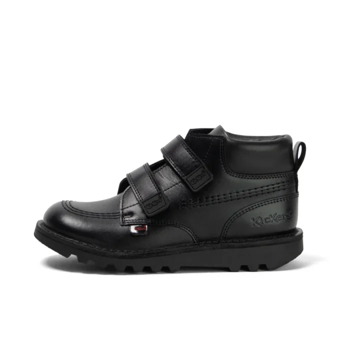 Kickers Kick Hi Roll en cuir noir pour garçon