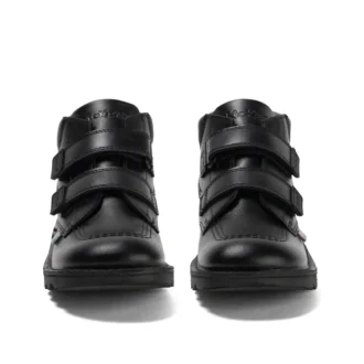 Kickers Kick Hi Roll en cuir noir pour garçon