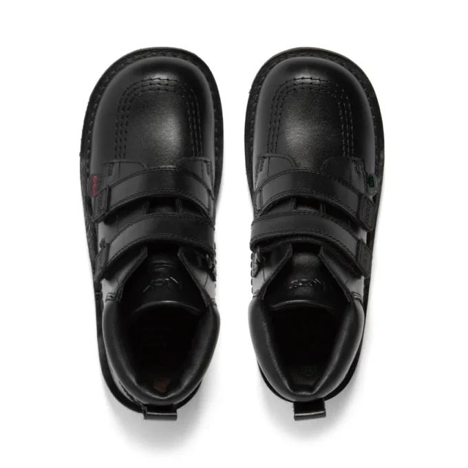 Kickers Kick Hi Roll en cuir noir pour garçon