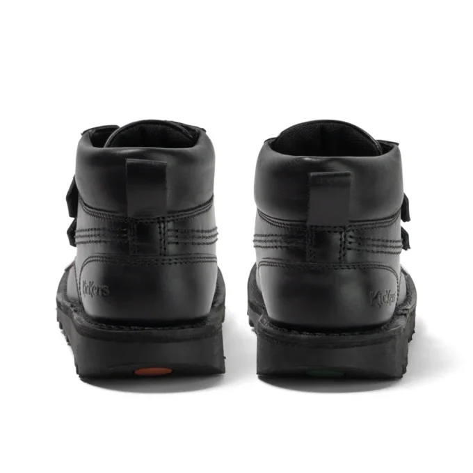 Kickers Kick Hi Roll en cuir noir pour garçon