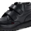 Kickers Kick Hi Roll en cuir noir pour garçon