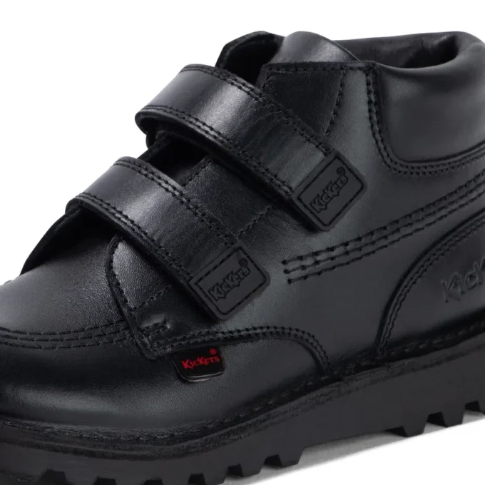 Kickers Kick Hi Roll en cuir noir pour garçon