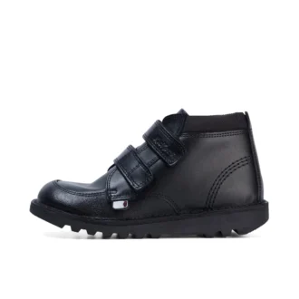 Kickers Kick Hi Scuff en cuir noir pour garçon