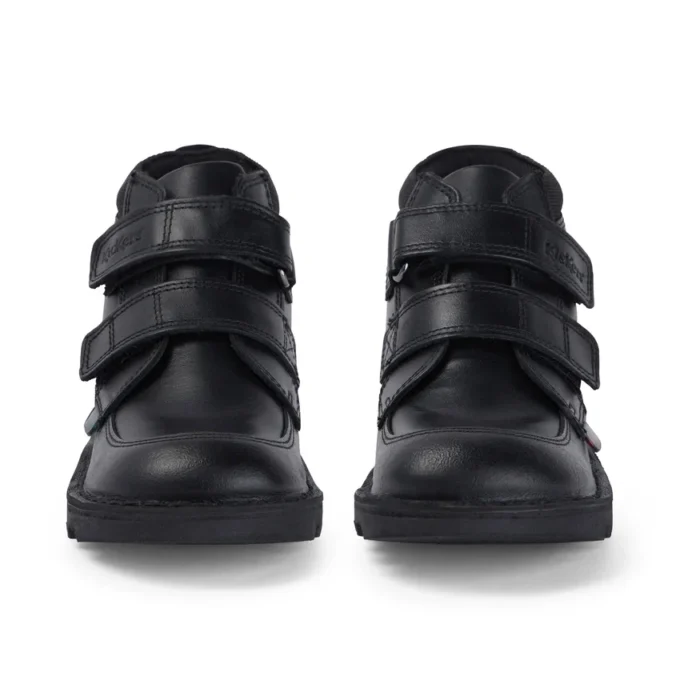 Kickers Kick Hi Scuff en cuir noir pour garçon