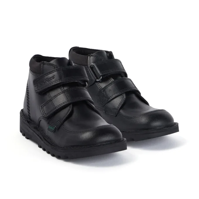 Kickers Kick Hi Scuff en cuir noir pour garçon