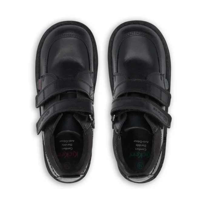 Kickers Kick Hi Scuff en cuir noir pour garçon