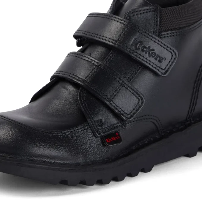 Kickers Kick Hi Scuff en cuir noir pour garçon