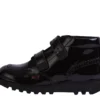 Kickers Kick Hi Vel Brogue en cuir verni noir pour filles Kickers Kick Hi Vel Brogue en cuir verni noir pour filles