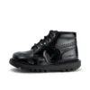 Kickers Kick Hi Zip en cuir et simili cuir verni noir pour filles en bas âge