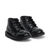 Kickers Kick Hi Zip en cuir et simili cuir verni noir pour filles en bas âge