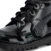 Kickers Kick Hi Zip en cuir et simili cuir verni noir pour filles en bas âge
