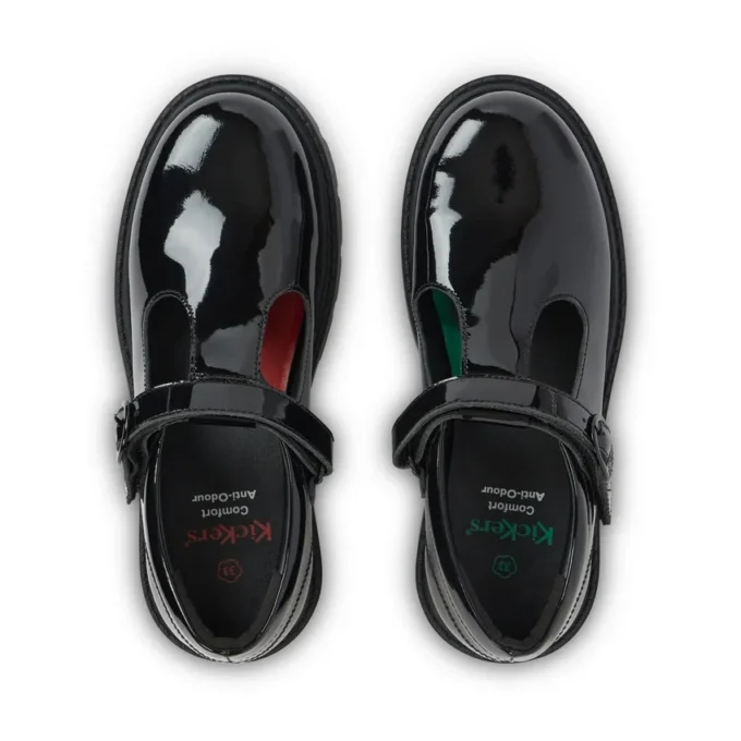 Kori T Bar en cuir verni noir pour filles