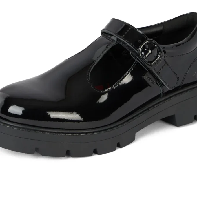 Kori T Bar en cuir verni noir pour filles