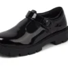 Kori T-bar en cuir verni noir pour jeunes filles Kori T-bar en cuir verni noir pour jeunes filles