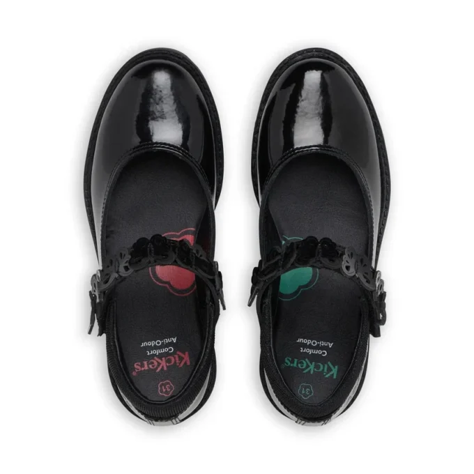 Lachly Butterfly MJ en cuir verni noir pour filles Lachly Butterfly MJ en cuir verni noir pour filles