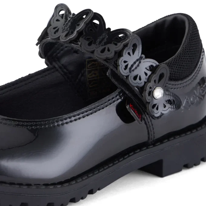 Lachly Butterfly MJ en cuir verni noir pour filles Lachly Butterfly MJ en cuir verni noir pour filles