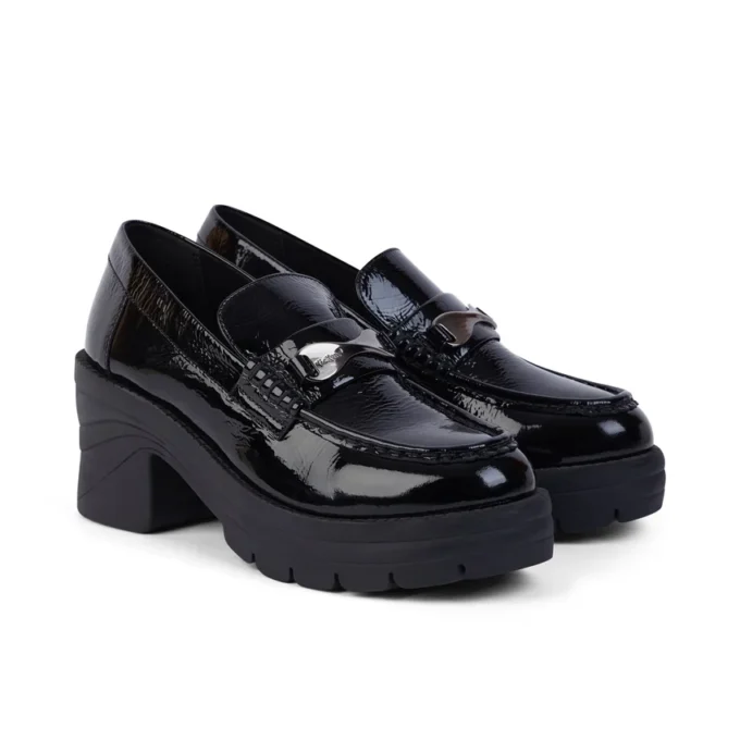 Mocassins Edie pour femme en cuir verni noir Mocassins Edie pour femme en cuir verni noir