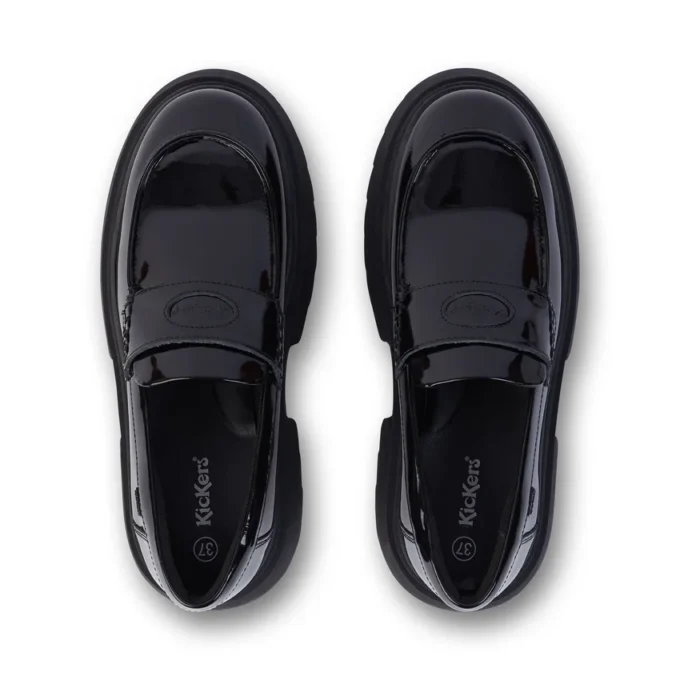 Mocassins Kenzi pour jeunes filles en cuir noir Mocassins Kenzi pour jeunes filles en cuir noir
