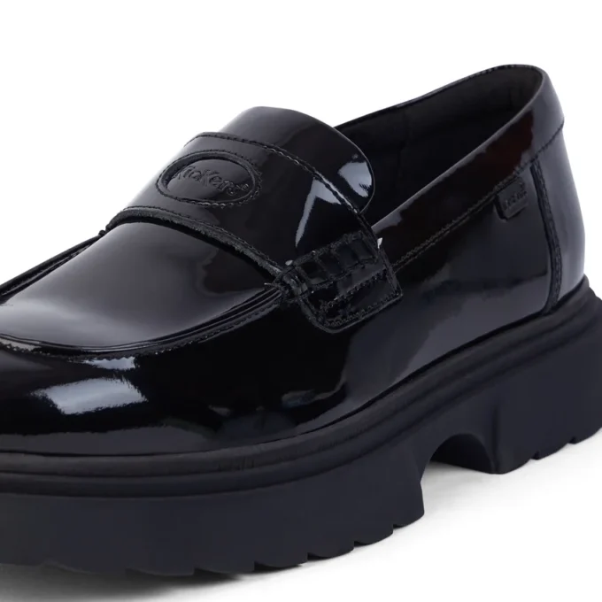Mocassins Kenzi pour jeunes filles en cuir noir Mocassins Kenzi pour jeunes filles en cuir noir