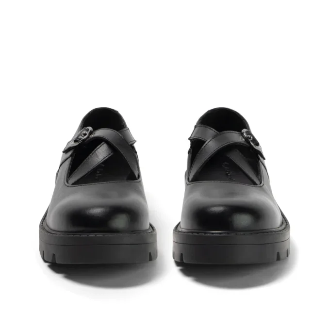 Mocassins Kori MJ Cross pour jeunes filles en cuir verni noir Mocassins Kori MJ Cross pour jeunes filles en cuir verni noir