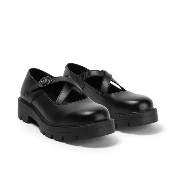 Mocassins Kori MJ Cross pour jeunes filles en cuir verni noir Mocassins Kori MJ Cross pour jeunes filles en cuir verni noir