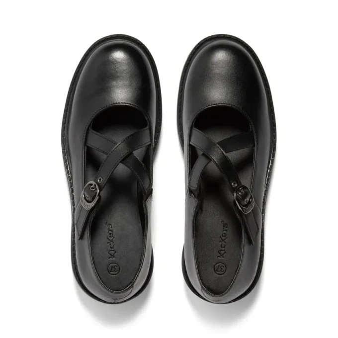 Mocassins Kori MJ Cross pour jeunes filles en cuir verni noir Mocassins Kori MJ Cross pour jeunes filles en cuir verni noir