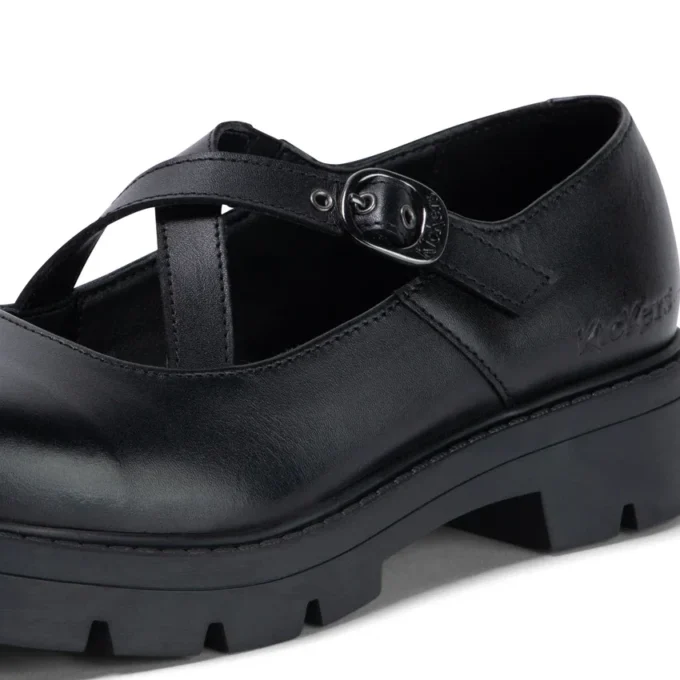 Mocassins Kori MJ Cross pour jeunes filles en cuir verni noir Mocassins Kori MJ Cross pour jeunes filles en cuir verni noir